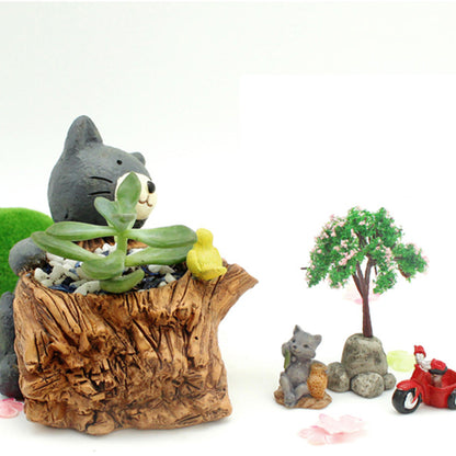  Cute Cat With Bird Resin Succulent Pot