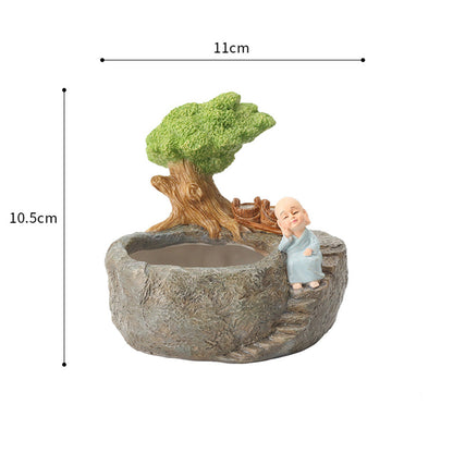  Cute Monk Relaxing Resin Succulent Pot