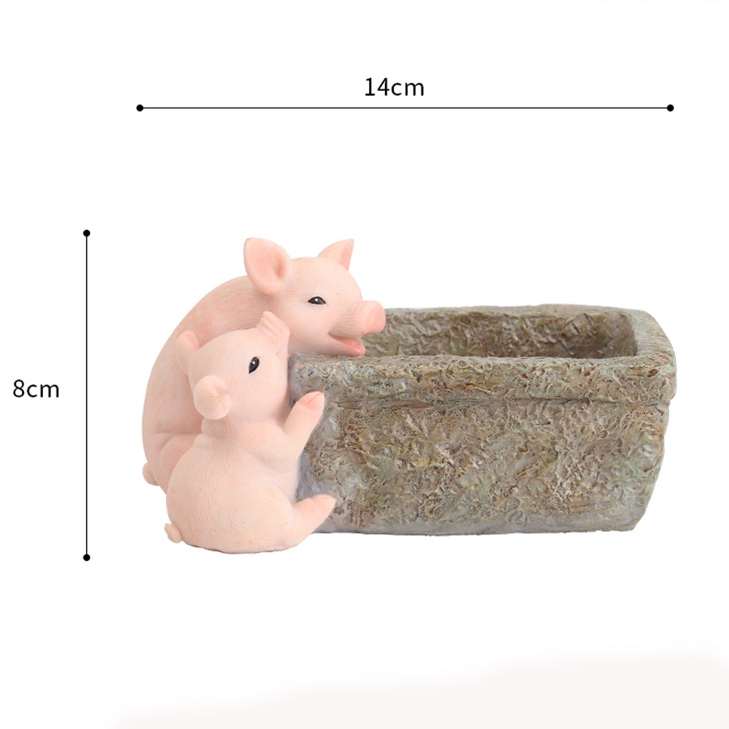  Cute Pigs Playing Resin Succulent Pot