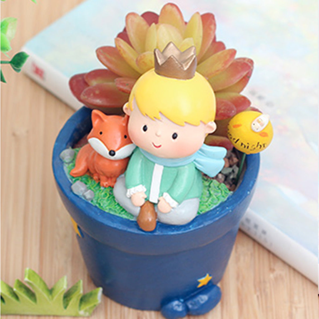  Cute Prince Sitting With Fox Resin Succulent Pot
