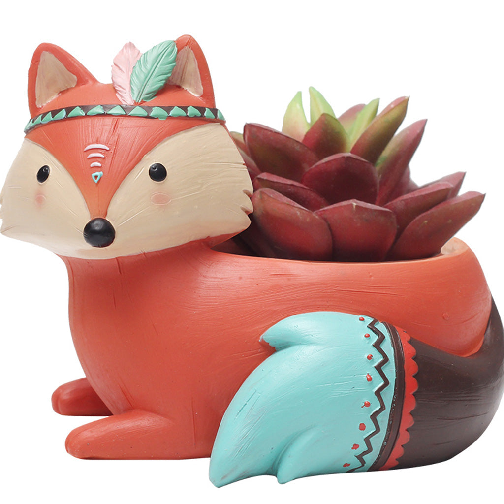  Cute Tribal Fox Resin Succulent Pot
