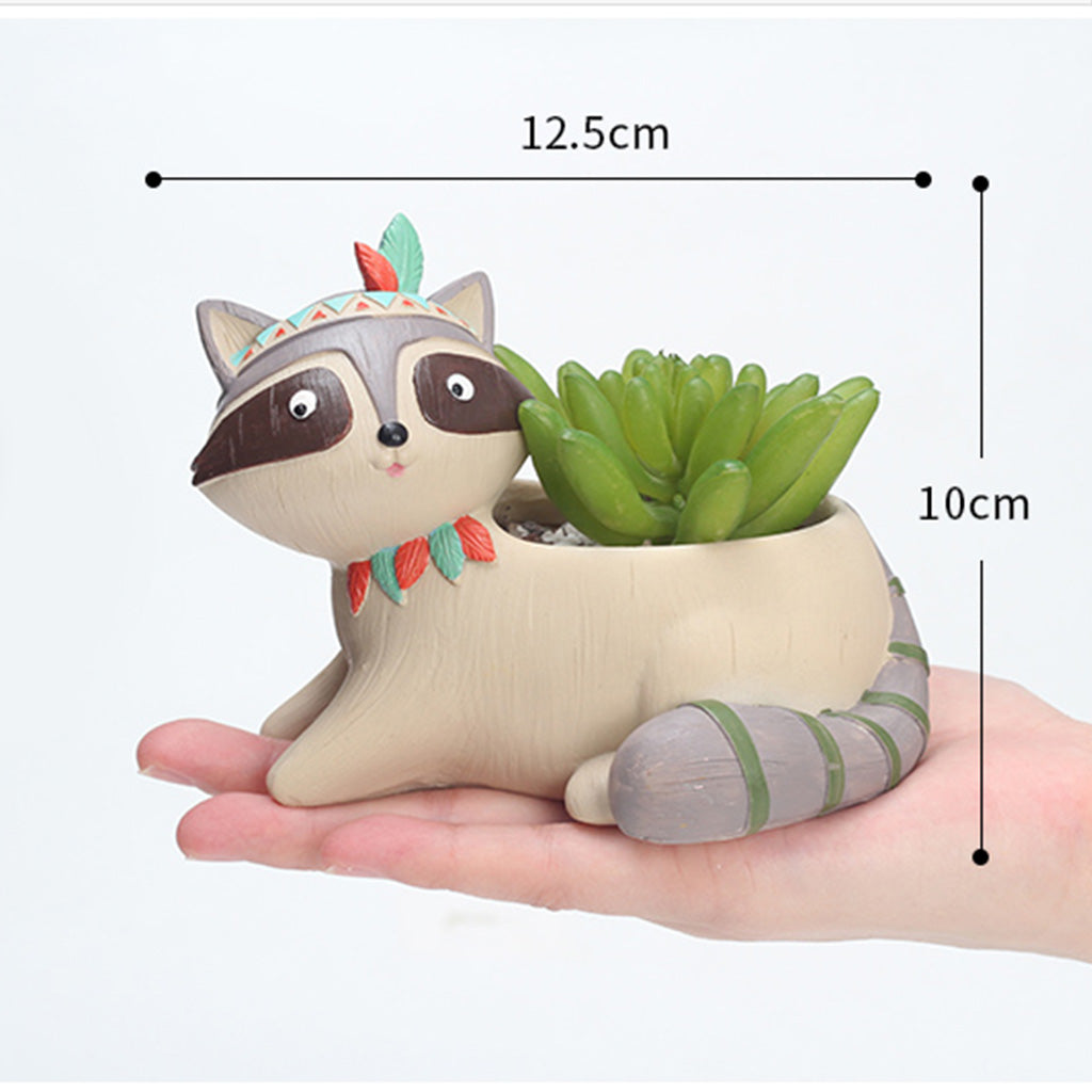  Cute Tribal Raccoon Succulent Pot