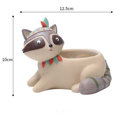  Cute Tribal Raccoon Succulent Pot
