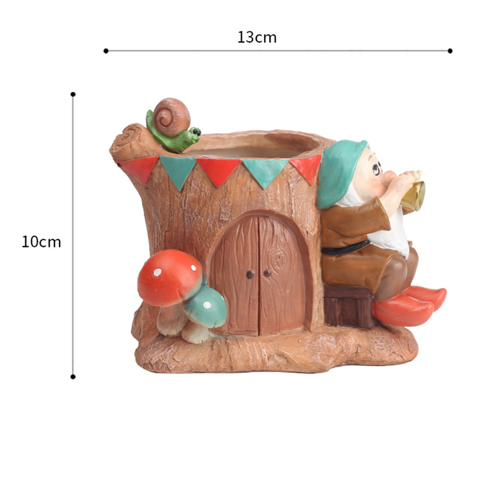  Dwarf Playing Music Resin Succulent Pot