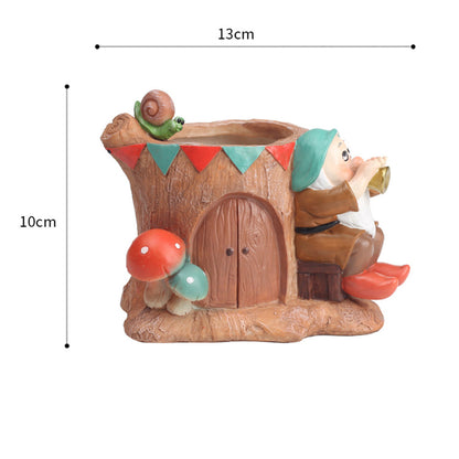  Dwarf Playing Music Resin Succulent Pot