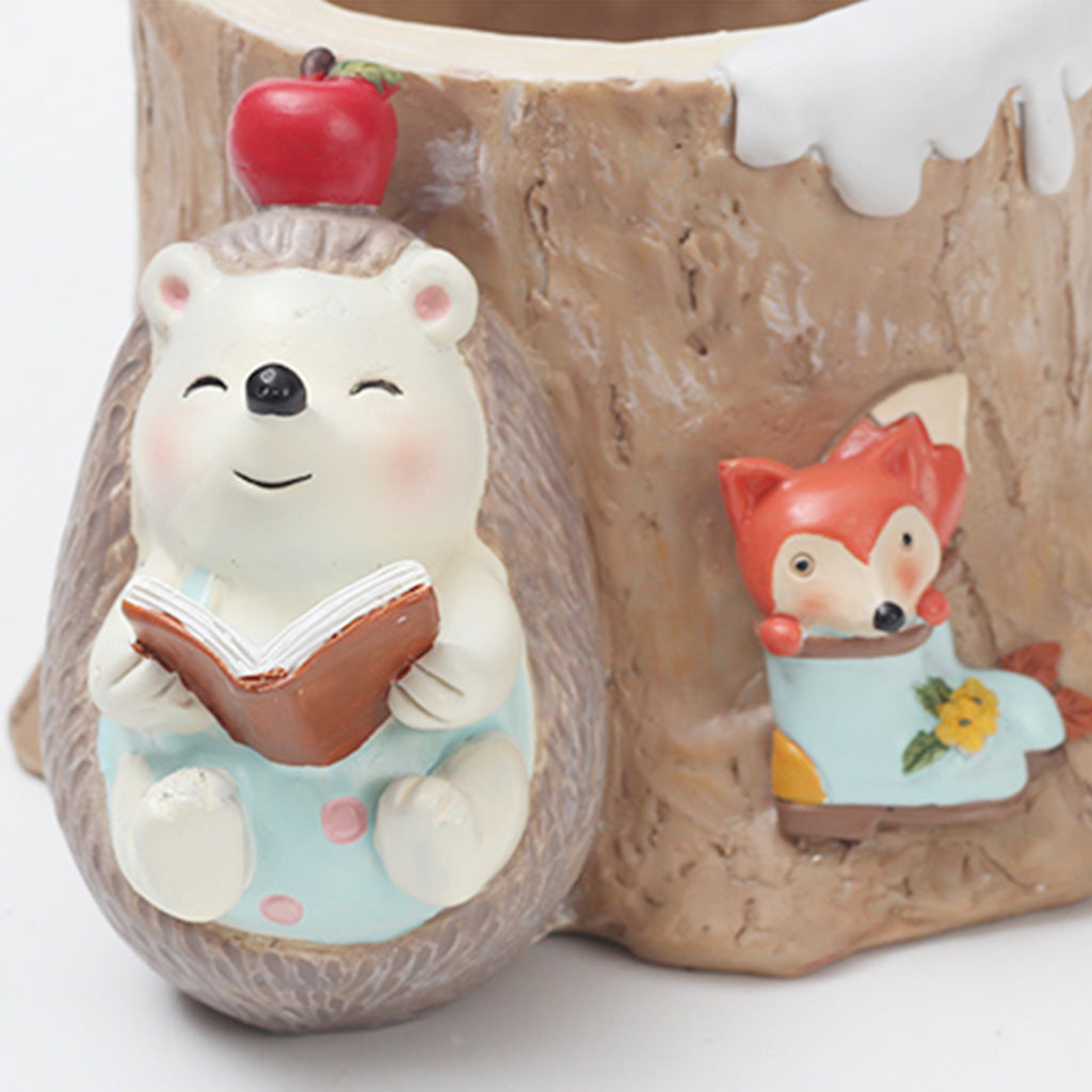  Fat Hedgehog Reading Stories Resin Succulent Pot