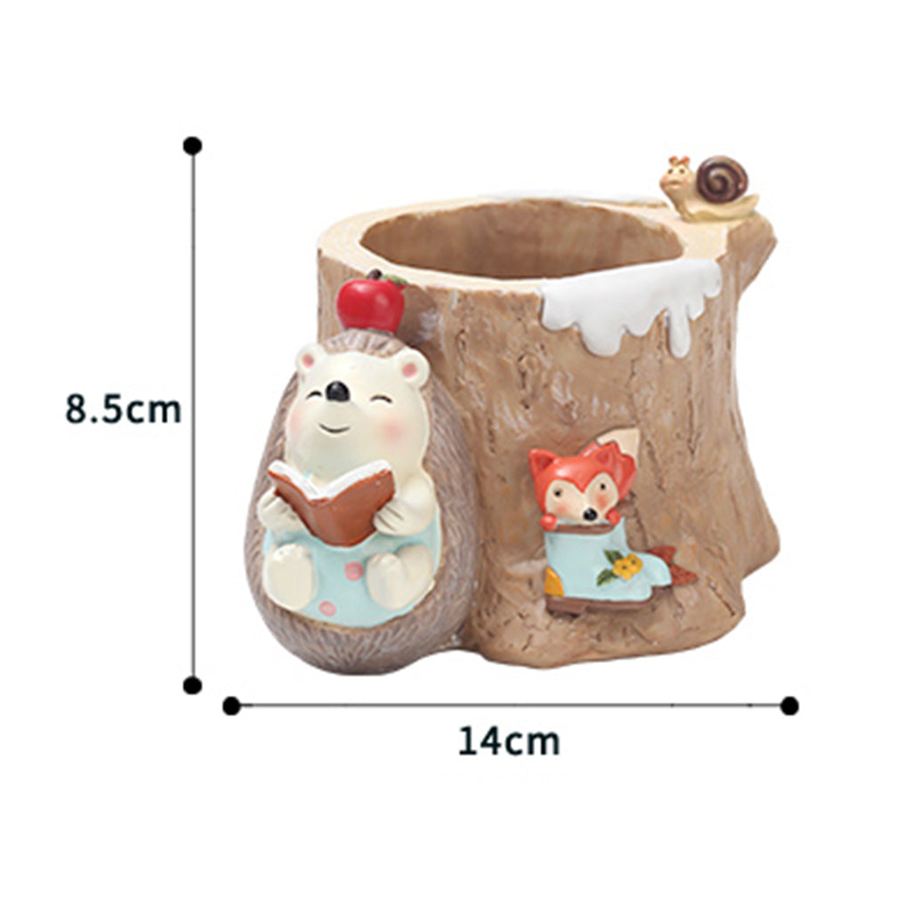  Fat Hedgehog Reading Stories Resin Succulent Pot
