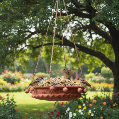  Flat Hanging Terracotta Birdfeeder Planter