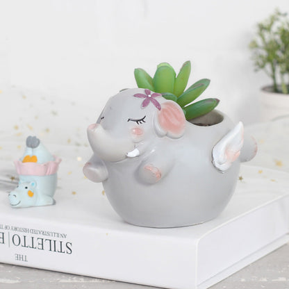  Cute Flying Elephant Resin Succulent Pot
