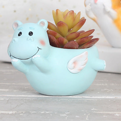  Cute Flying Hippo Resin Succulent Pot