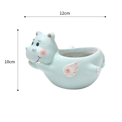  Cute Flying Hippo Resin Succulent Pot