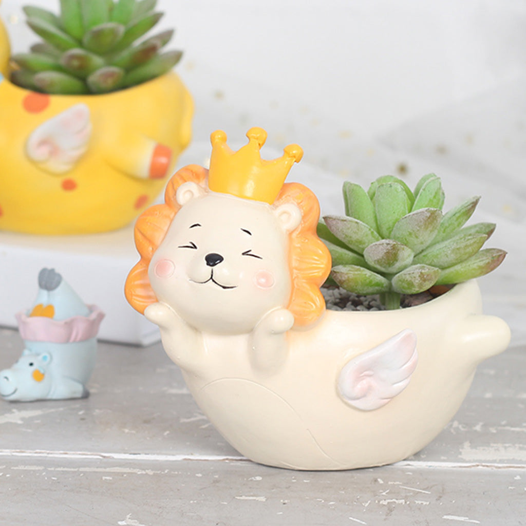  Cute Flying Lion Resin Succulent Pot