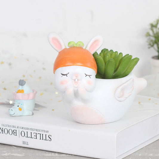  Cute Flying Rabbit Resin Succulent Pot