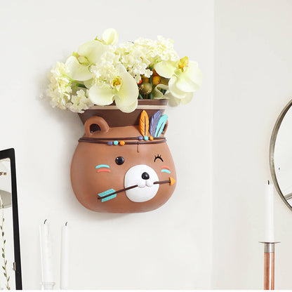  Hanging Tribal Bear Resin Succulent Pot