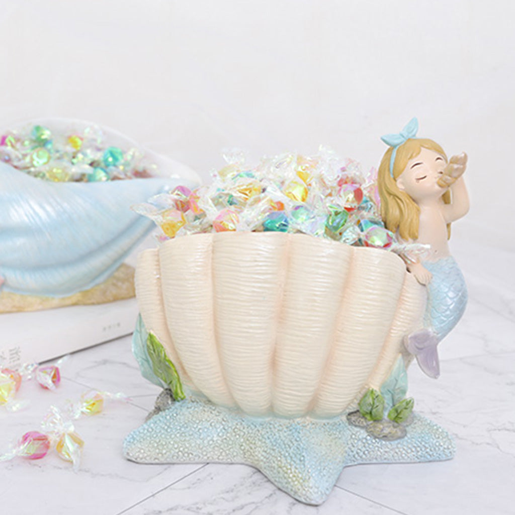  Cute Mermaid Blowing Shell Resin Succulent Pot