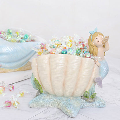  Cute Mermaid Blowing Shell Resin Succulent Pot