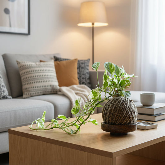  Kokedama Moss Ball Pearls & Jade Pothos Plant
