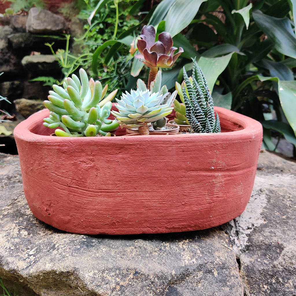  Set Of 2 Plain Rectangular Rounded Edged Terracotta Pot