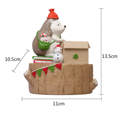  Christmas Hedgehog With Gift Resin Succulent Pot