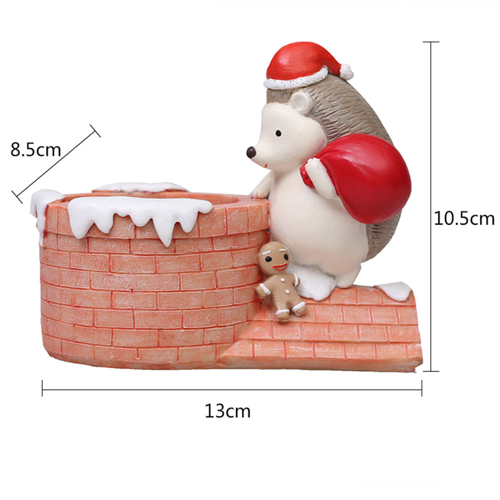  Christmas Hedgehog On Chimney Resin Succulent Pot