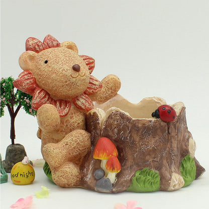  Cute Lion Resin Succulent Pot