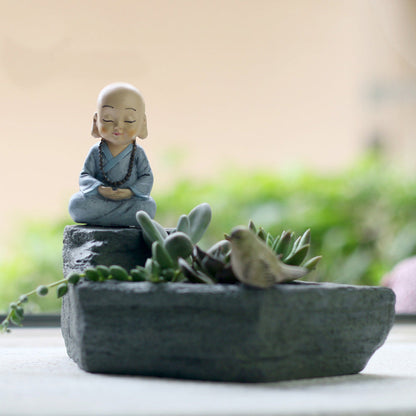  Meditating Monk Resin Succulent Pot