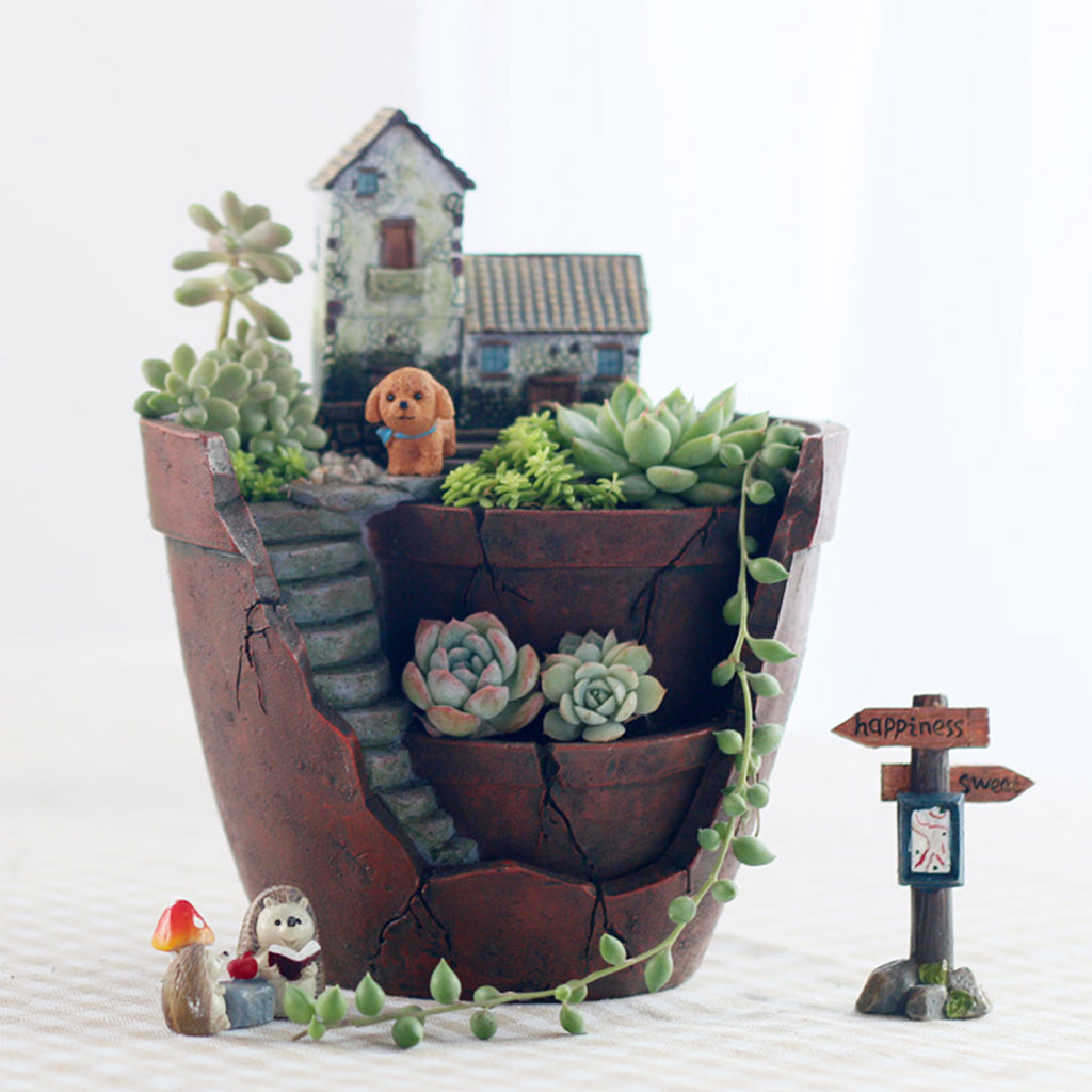  Vintage House Resin Succulent Pot