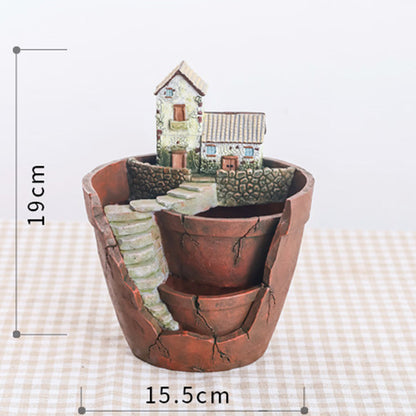  Vintage House Resin Succulent Pot