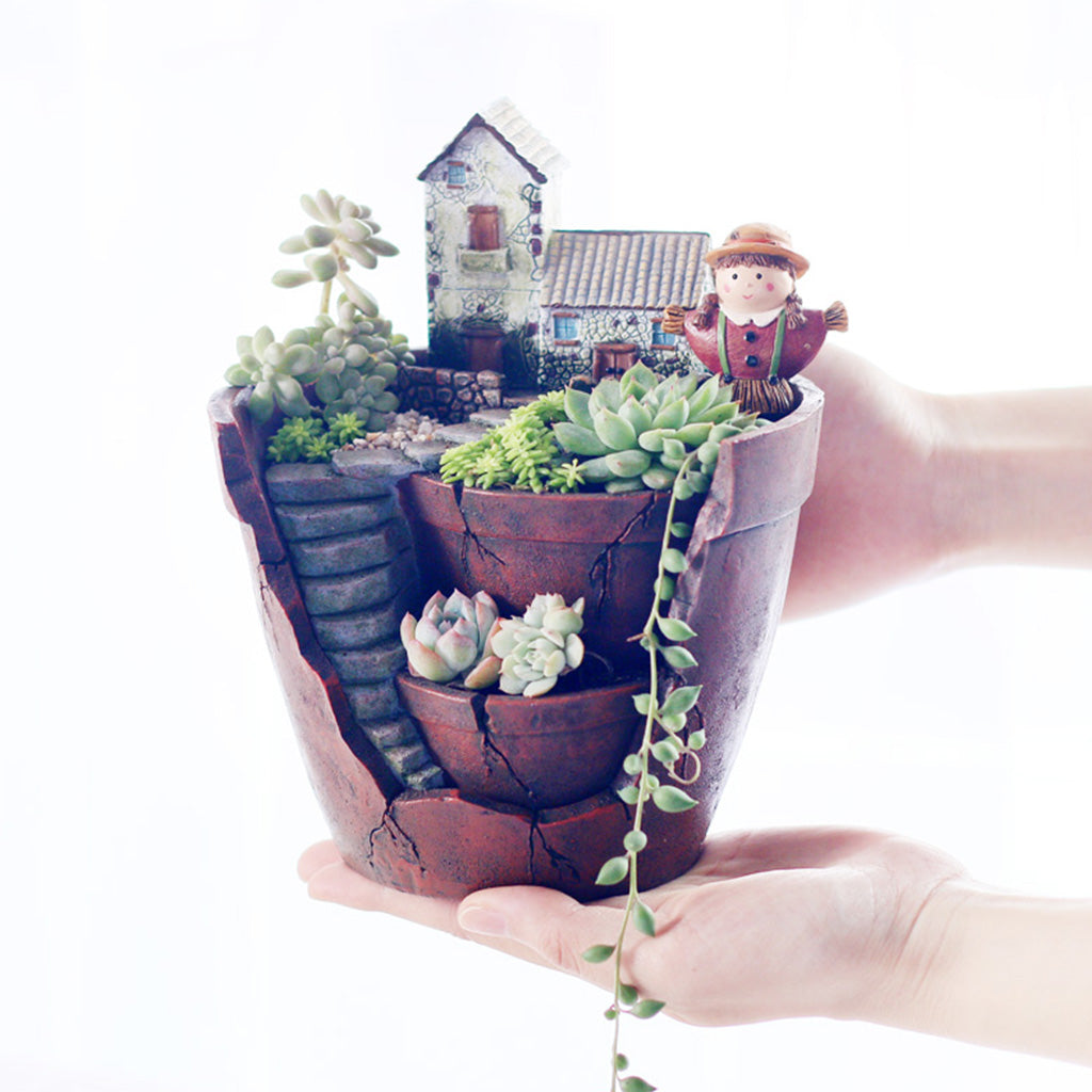  Vintage House Resin Succulent Pot