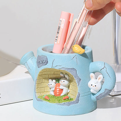  Water Can With Rabbits Resin Succulent Pot