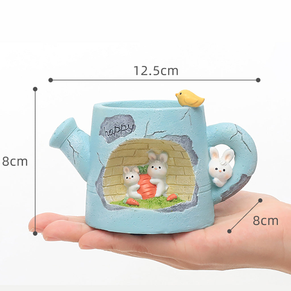  Water Can With Rabbits Resin Succulent Pot